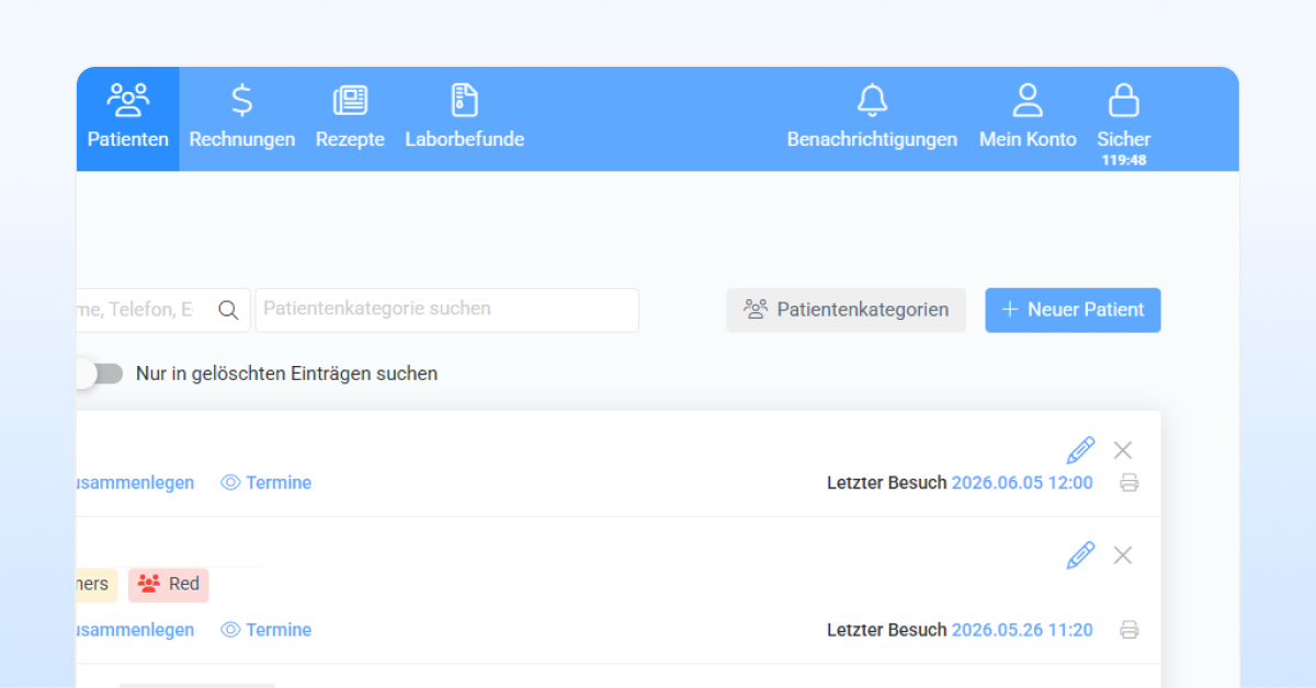 Neuen Patienten anlegen