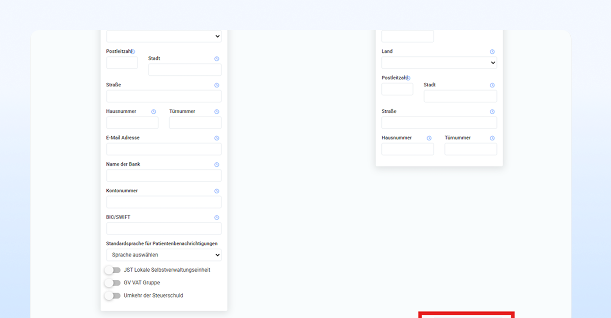Zusätzliche Daten, Klinik-/Einrichtungsdetails