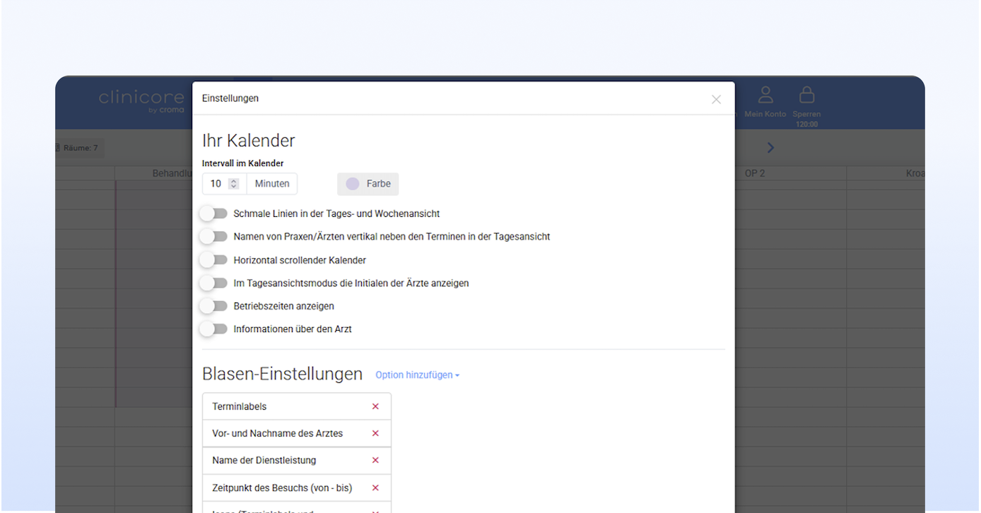 Kalender und Kalendereinstellungen konfigurieren