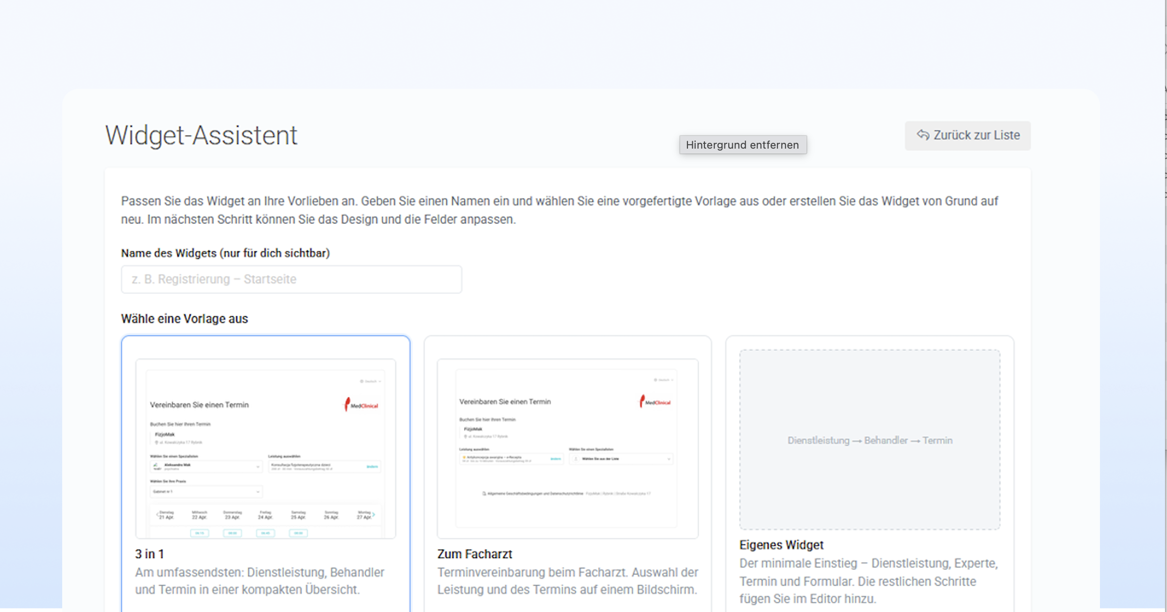 Onlinebuchung Widget Creator